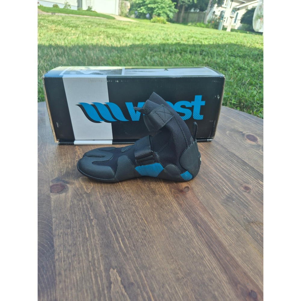 West Wetsuits 3mm Split Toe High Surf Booties Black Blue‎ Size 5 4MB002BLCK GBS - Picture 2 of 9
